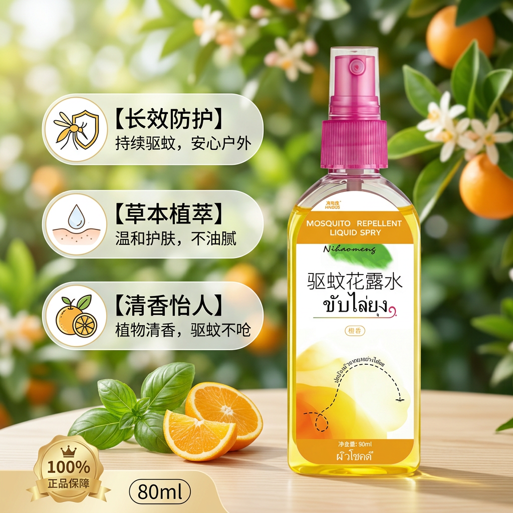 海布森(HAIBUS)驱蚊液神器正品蚊子水蚊不叮户外花露水喷雾持久防护温和止痒喷雾 三款各一瓶80ml*3瓶