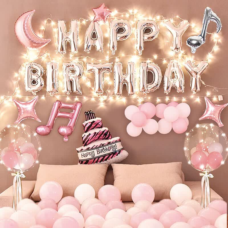 新新精艺 生日装饰气球周岁场景布置快乐告白成人女孩儿童派对表白带灯高性价比高么？