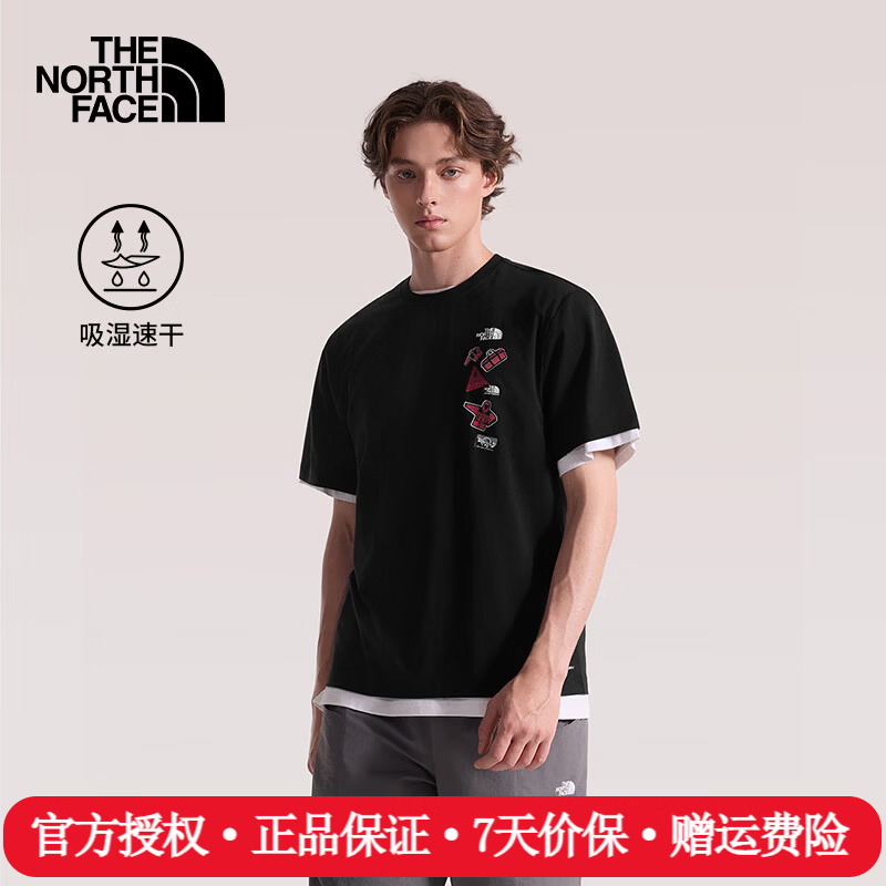 The North Face北面短袖速干T恤男26春夏新款户外运动舒适吸湿透气圆领半袖8GWJ JK3/宇宙黑 M /170/92A