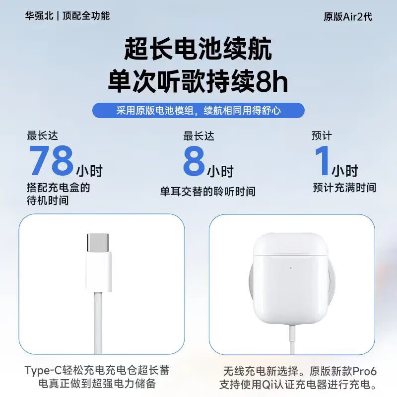 华强北爆款【2026顶配新款丨口袋仓Air4】适配苹果蓝牙耳机无线2026新款半入耳式音乐耳机iphone17/16/pods4  新Air2【入耳检测+无线充电】