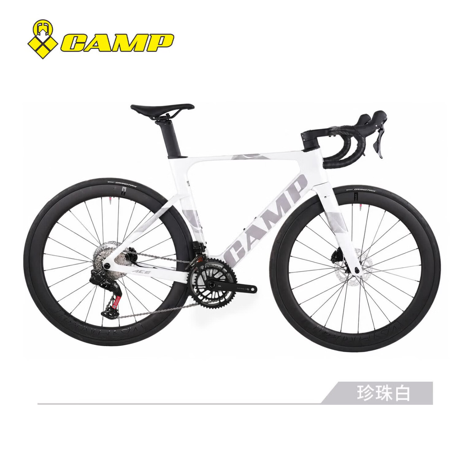 坎普（CAMP）ACE QED碳纤维公路自行车破风车架电变24速油碟官方竞赛变速单车  珍珠白【迈金QED电变】 520(176-184cm)
