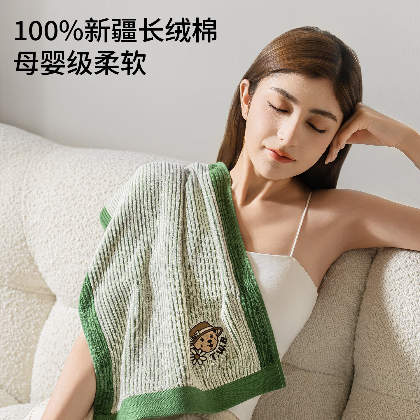 Teenie Weenie小熊纯棉毛巾吸水不掉毛7A抗菌儿童洗澡家用洗脸巾女 34x75cm灰色【毛巾一条装】克重105g