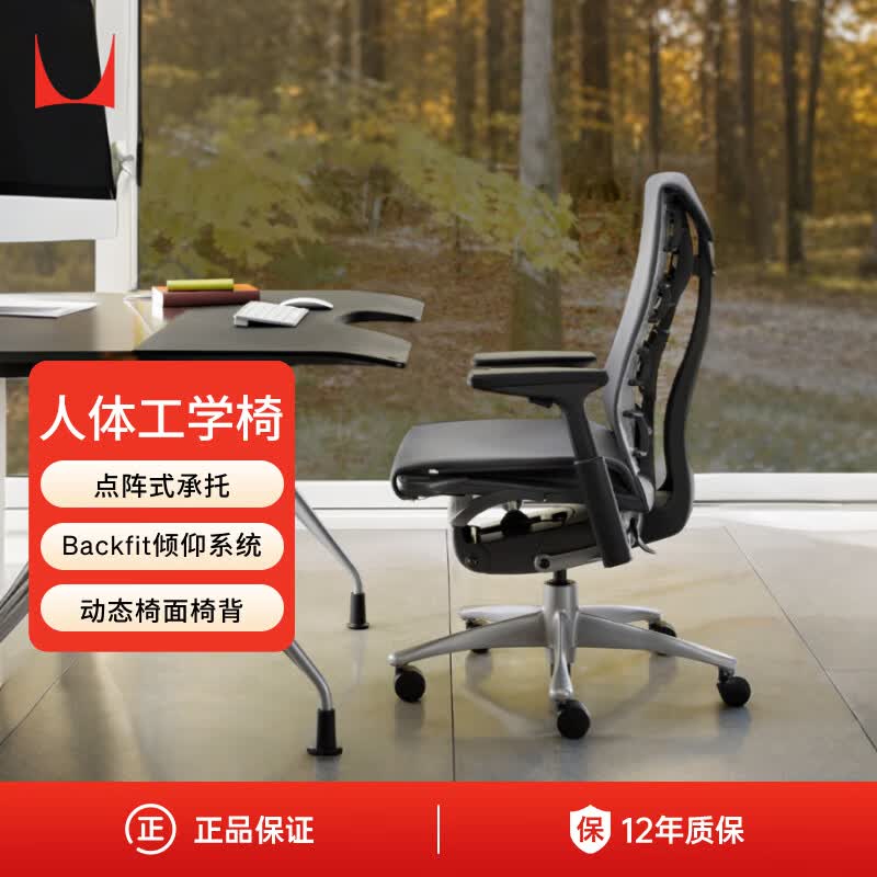 赫曼米勒（HERMAN MILLER）Embody Rhythm织物木炭色人体工学椅电脑椅办公椅 点阵式承托
