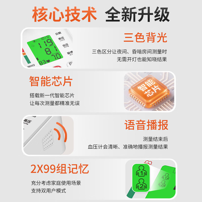 康延祥家用高精准电子血压计臂式语音播报老人血压测量仪