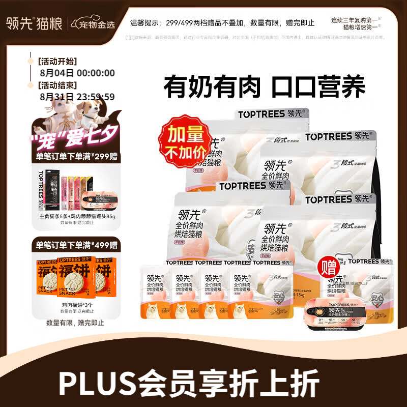 领先羊奶鸡烘焙猫粮1.5kg*4赠舔舔主食猫罐85g*2罐 主食猫条14g*5试吃50g 286元 - 86线报