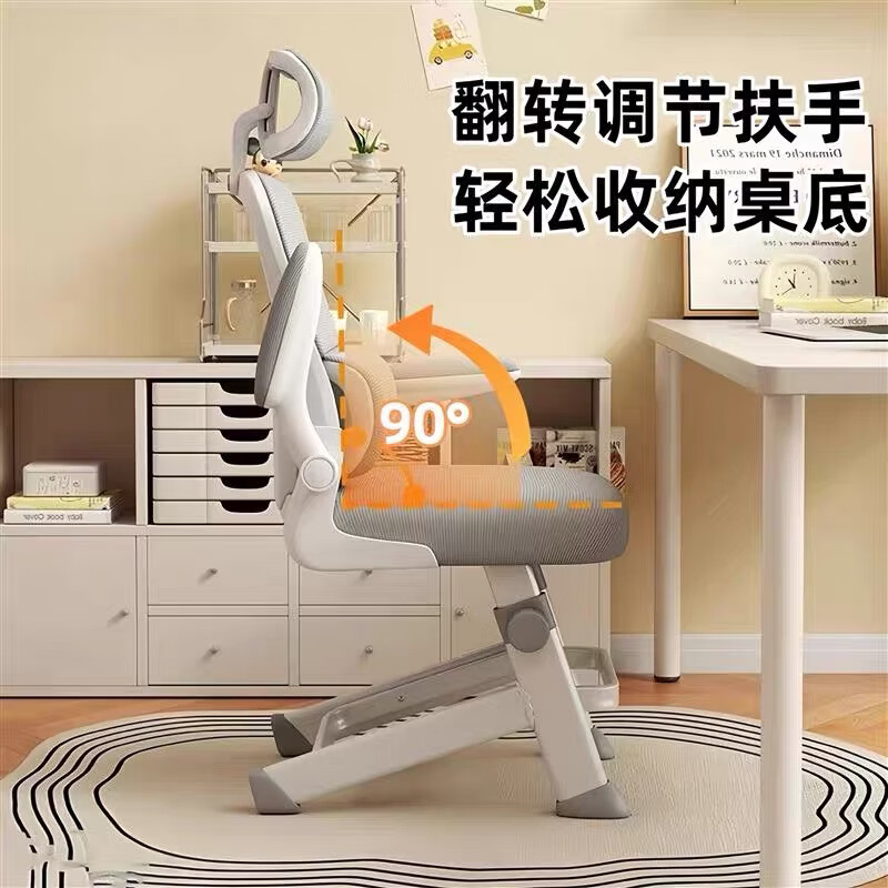 惠寻 京东自有品牌电脑椅学习椅工学座椅升降办公椅书桌椅靠背椅子 典雅灰【悬浮腰托+升降调节】