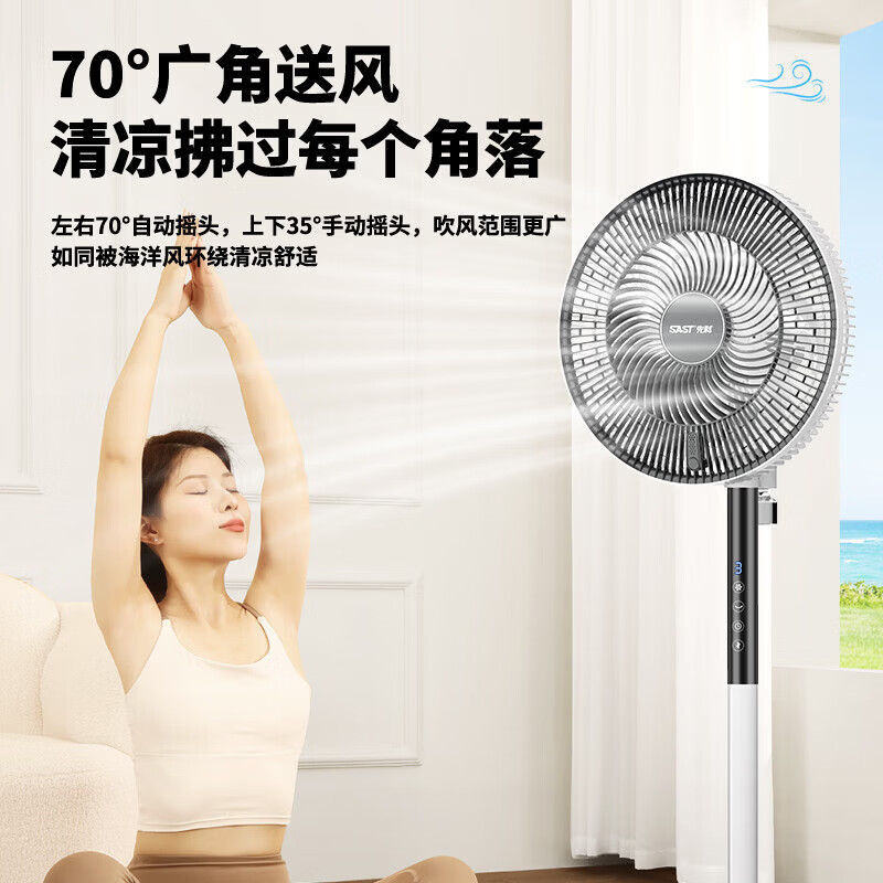 先科电风扇落地扇立式风扇平面扇家用轻音节能电扇办公室宿舍循环柔风 【直流变频语音遥控款】9档风速+一级能效