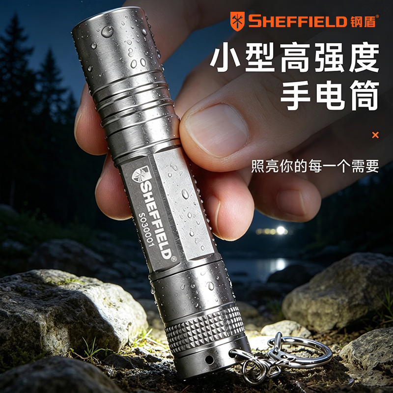 钢盾迷你铝合金手电筒1节5号电池LED便携应急照明家用户外小灯S030001