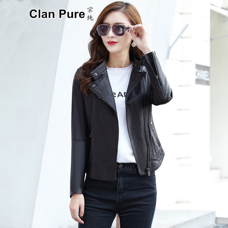宗纯   海宁真皮皮衣女士短款立领皮夹克春秋季绵羊皮立领外套时尚