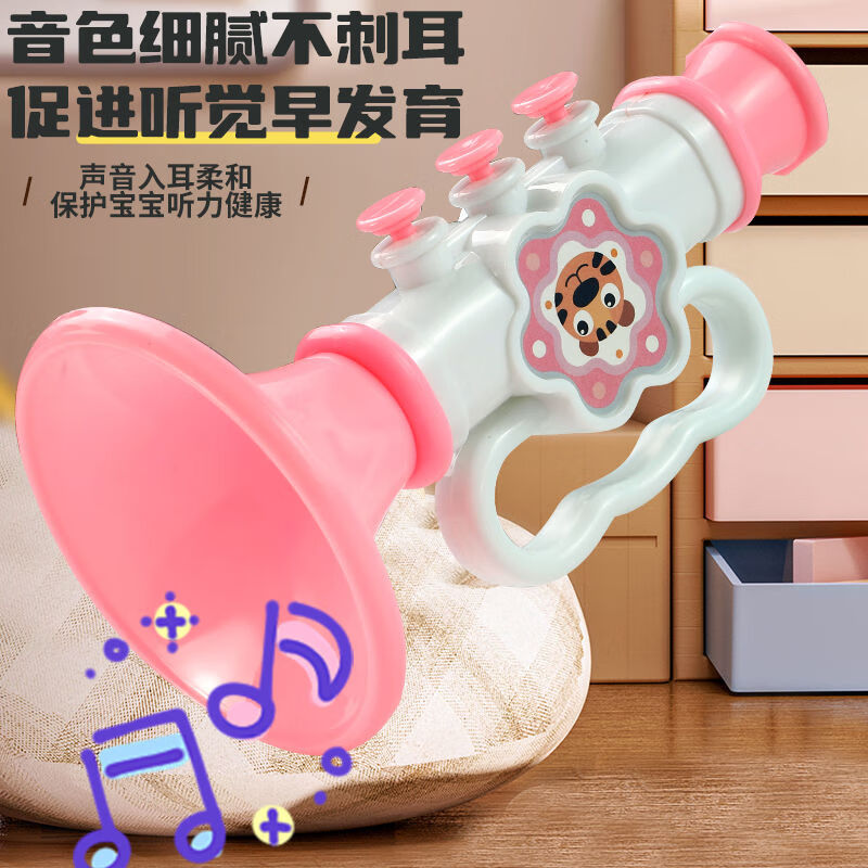 早教机儿童玩具可吹口哨3岁宝宝迷你唢呐吹吹乐民族吹奏迷你口琴宝宝吹吹乐 【高品质】粉色喇叭(配挂绳)