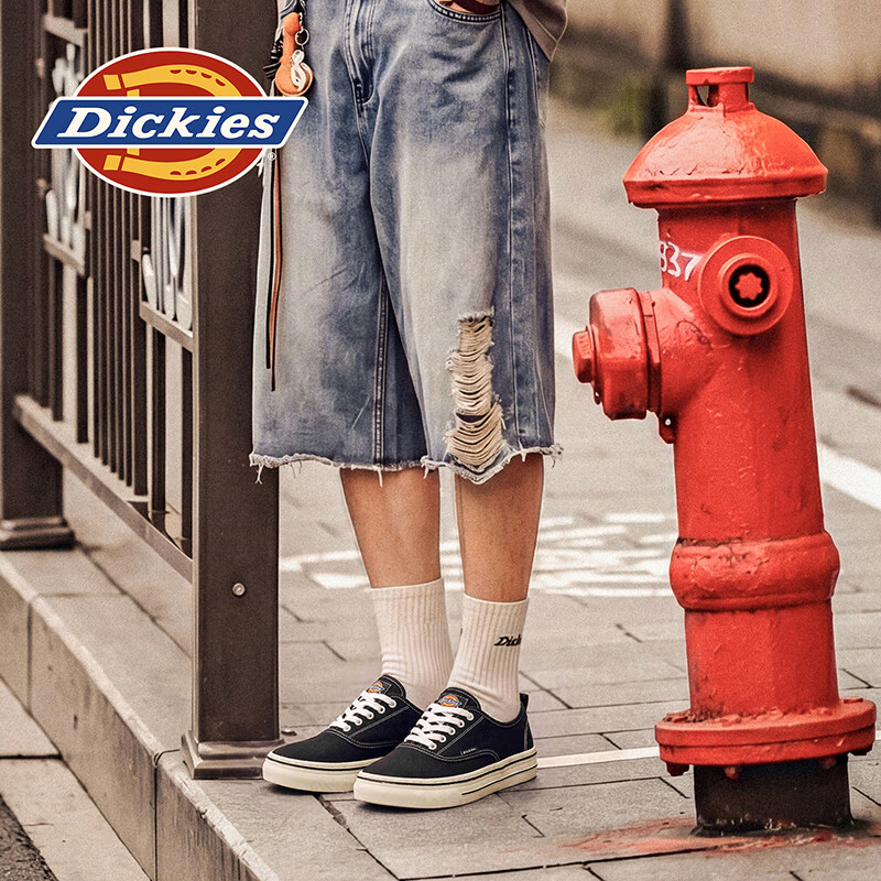 Dickies品牌男鞋2026夏季新款时尚百搭帆布鞋透气厚底增高通勤休闲板鞋子 黑色 45 275 2.5