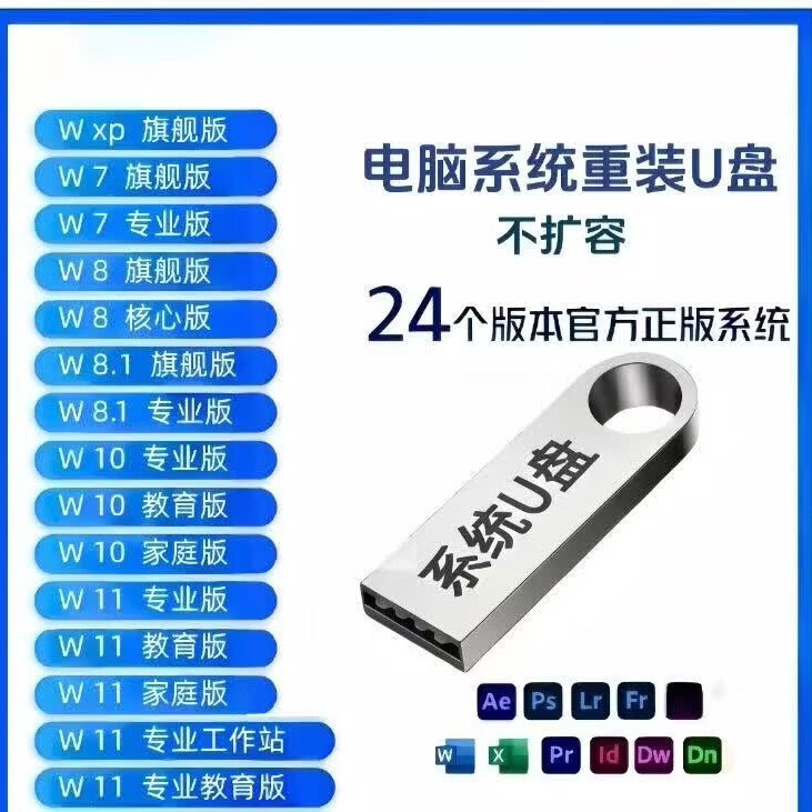 系统U盘一键装机纯净正版重装win11/10/7 专业版启动免驱盘优盘PE win7+win10+win11版本附应用商店
