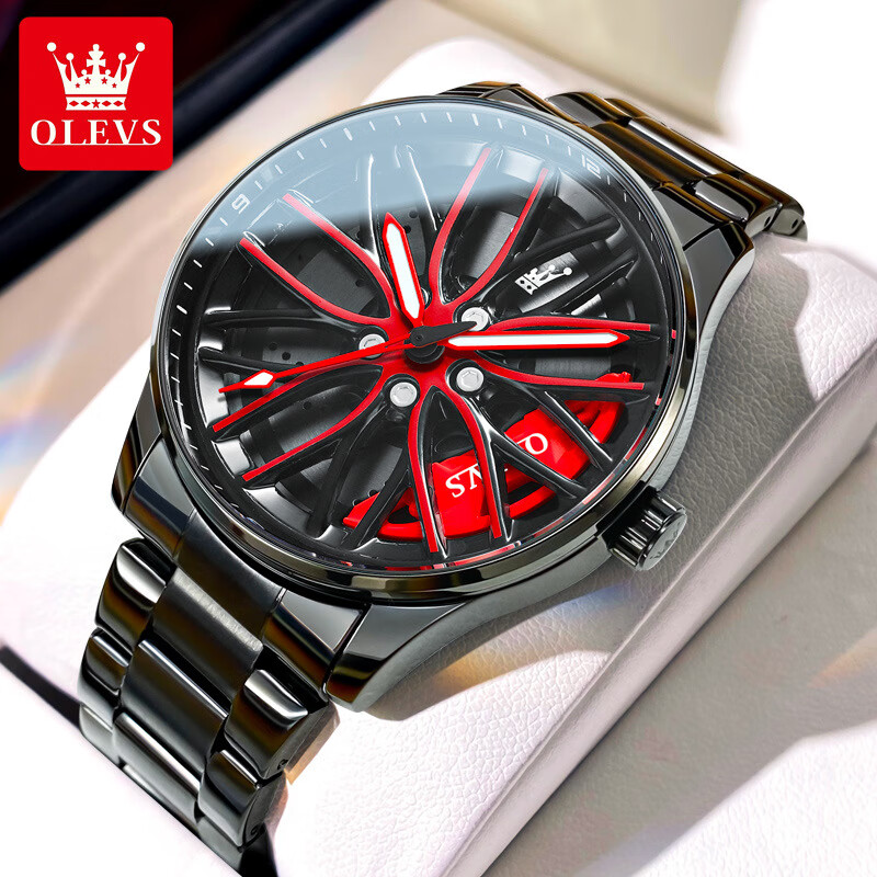 olevs瑞士新款蜘蛛手表男士品牌进口石英表透视夜光时尚2023酷防水男