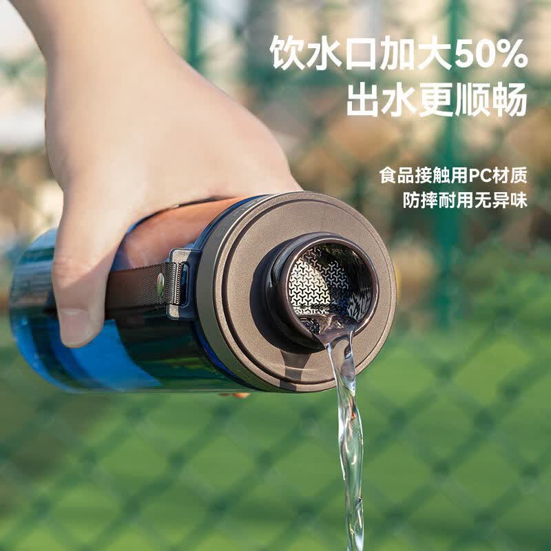 DEATKN运动水杯男女大容量防摔耐高温学生健身旅行便携水壶自带滤网 【磨砂白】 1000ML