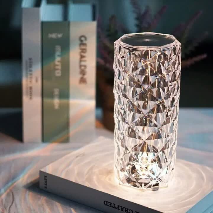 玫瑰氛围水晶灯感应网红情调温馨浪漫台灯创意装饰卧室床头小夜灯 大号-充电款16色-【高续航10小时】触摸调色9