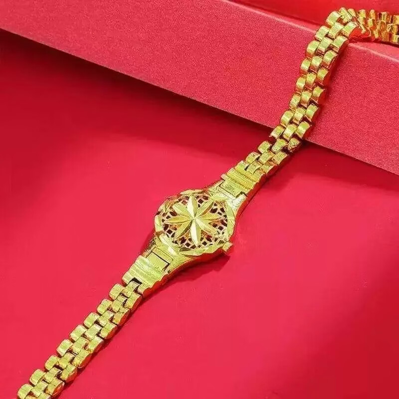 【爆款】新中式高颜值百合花金色手链气质时尚百搭送妈妈手环礼物 金色太阳花手链+礼盒