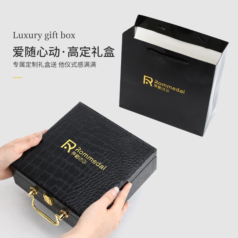 罗梅达尔（Rommedal）男士皮带真皮自动扣头裤腰带男头层牛皮生日礼物送父亲爸爸长辈 黑色 130cm