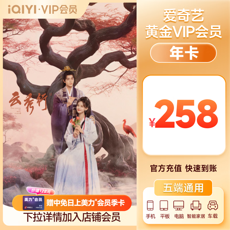 爱奇艺VIP会员黄金会员年卡12个月 爱奇艺视频会员 支持五端