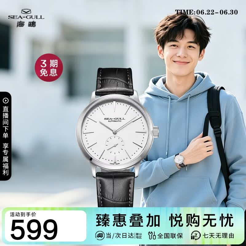 海鸥（SEAGULL）学生手表男自动机械表 海帆生日礼物男士手表初高中生819.12.6075
