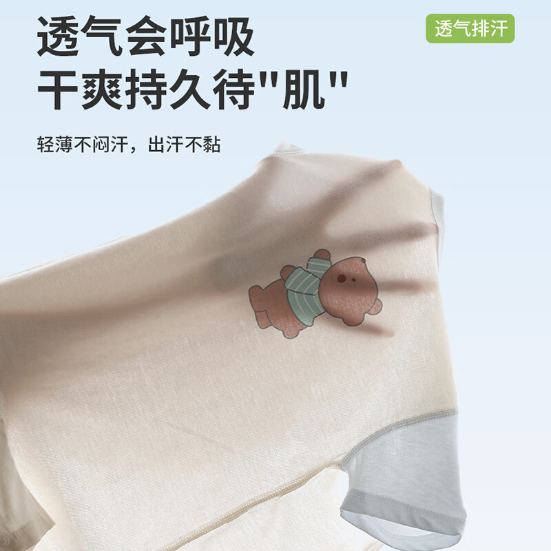 托姆贝克(ThomBaker)婴儿衣服夏季卡通短袖连体衣纯棉薄款无骨男女宝宝哈衣睡衣 短袖蘑菇熊粉 90cm