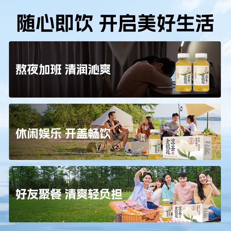 轻上果汁含量饮料橙汁苹果汁葡萄汁果汁饮品年货饮料送礼礼盒 金银花凉茶245ml*10