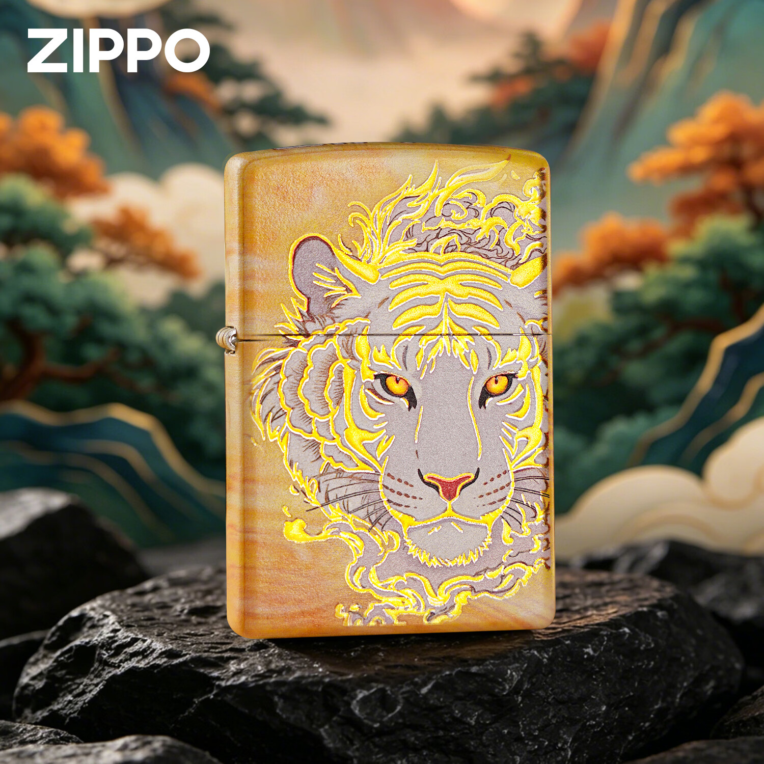 ZIPPO打火机镀银白虎生肖虎 之宝防风煤油男士实用生日礼物 镀银白虎+自用三件套【含油/火石】