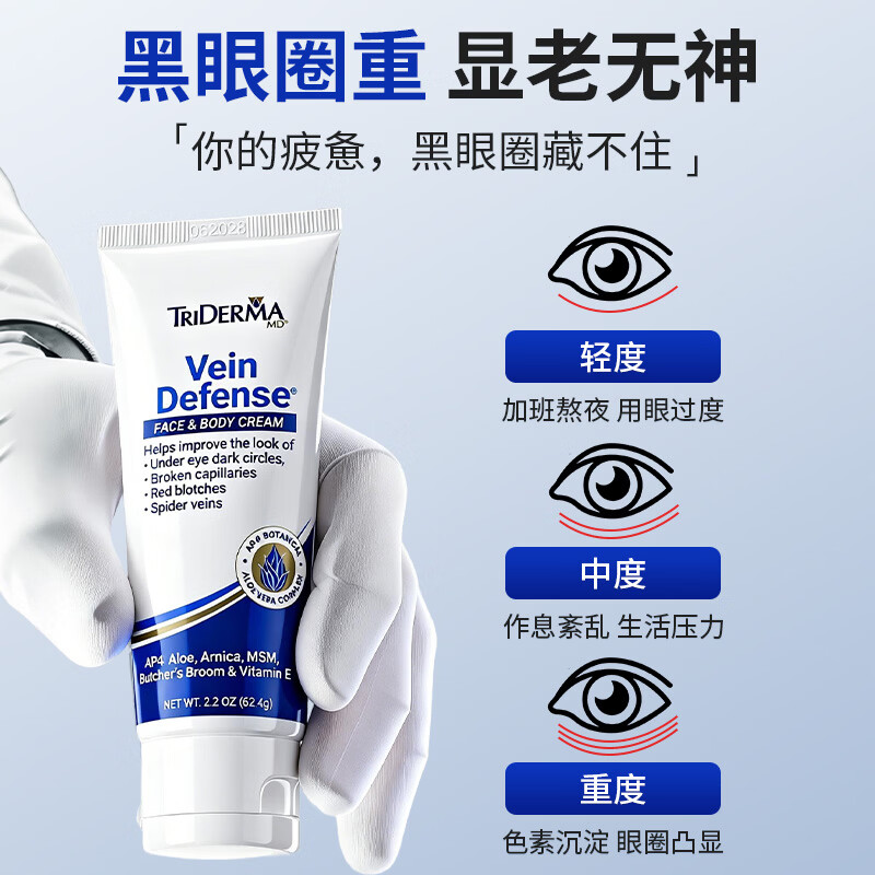 TRIDERMA MD美国原装进口淡化黑眼圈药膏乳膏去除黑色素熬夜浮肿暗沉男女LA 【1支基础装 推荐周期装】