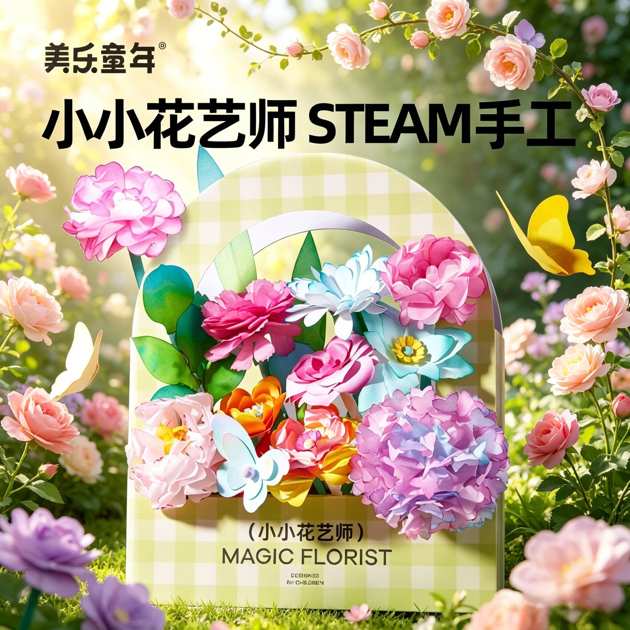 美乐童年小小花艺师染色花晕染花手工diy材料包纸艺3-6岁女孩创意玩具礼物