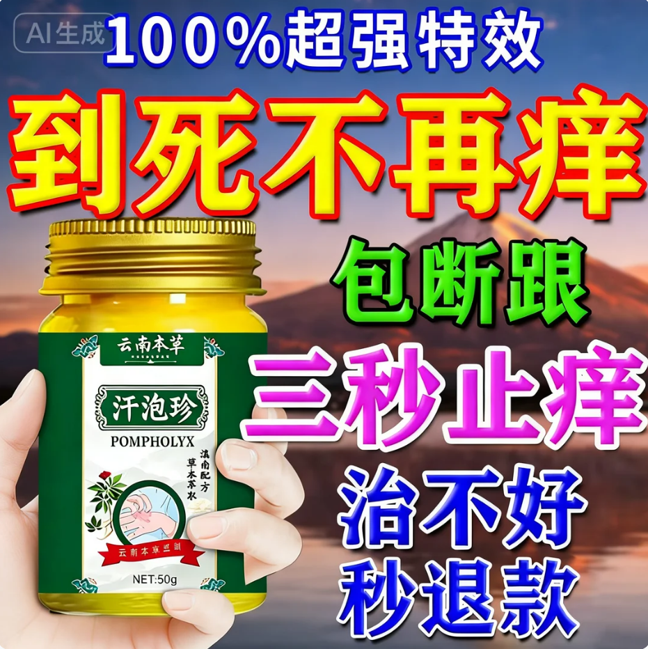 云南汗泡疹本草膏疱珍抑菌汗孢疹手上起小汗泡汗泡珍瘙痒抑菌膏 1盒*50g[初步效果】