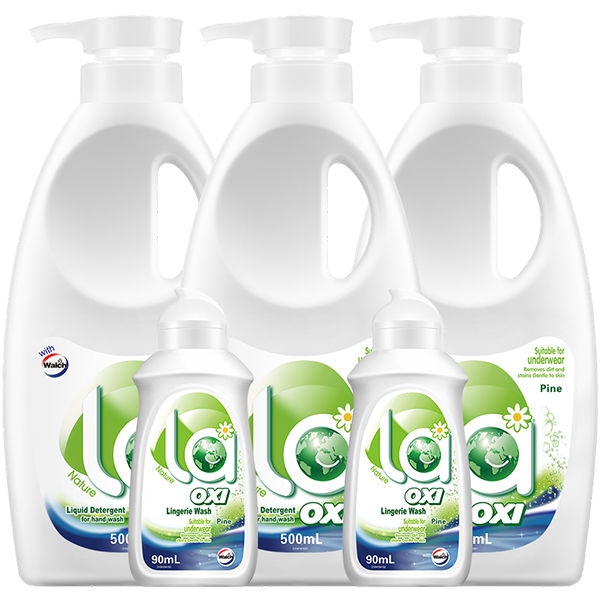 威露士La有氧洗内衣裤专用手洗洗衣液500ml*3+90ml*2组合抑菌除螨去血渍