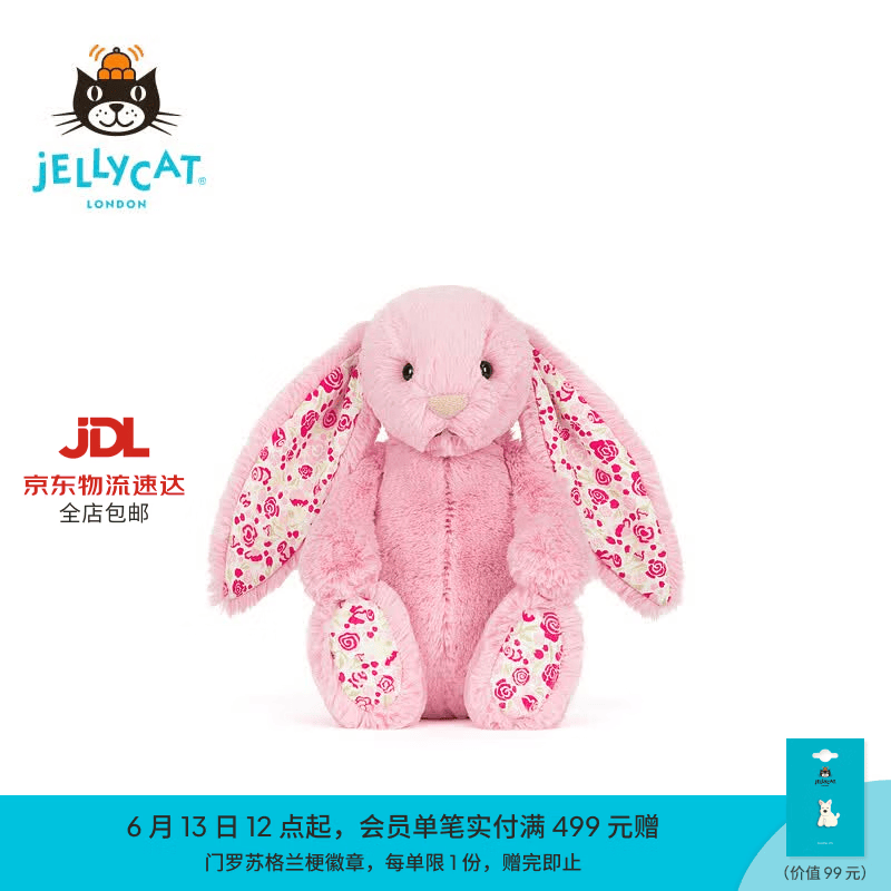Jellycat致臻花布芙珞馨邦尼兔毛绒玩具玩偶送礼生日礼物26春夏新品 粉色 Medium