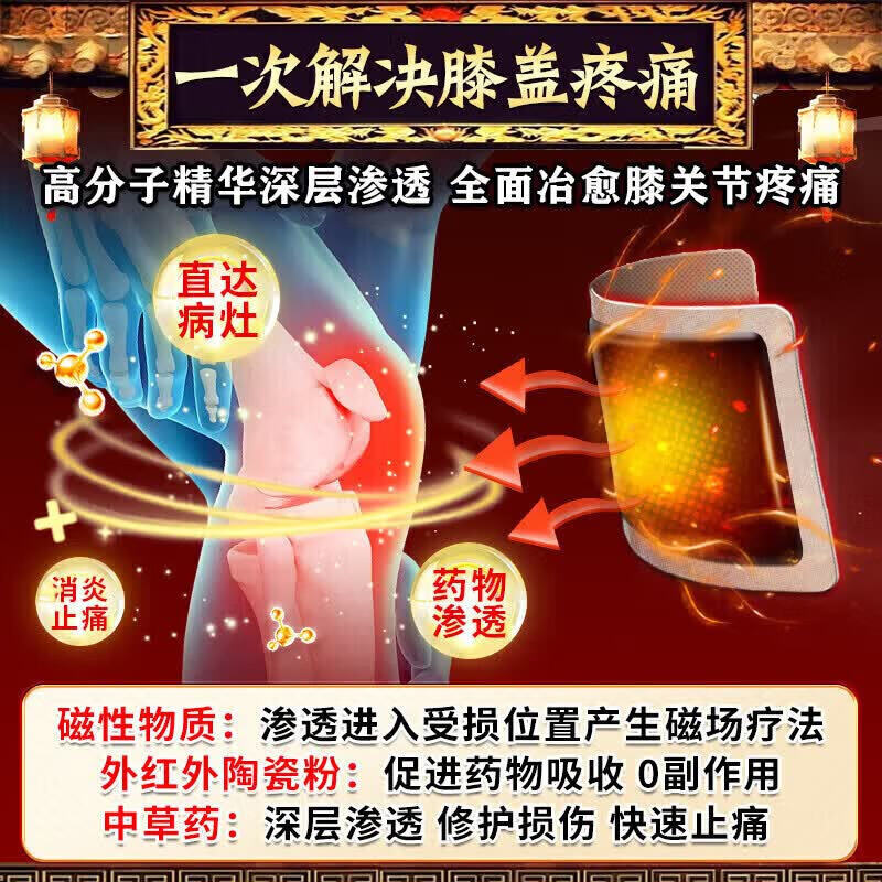 南京同仁堂膝盖积液关节炎滑膜炎专用膏药膝盖软骨磨损修复半月板损伤中老年 特强效 1对*1盒 【效果最好】 膝盖疼痛专用特强效