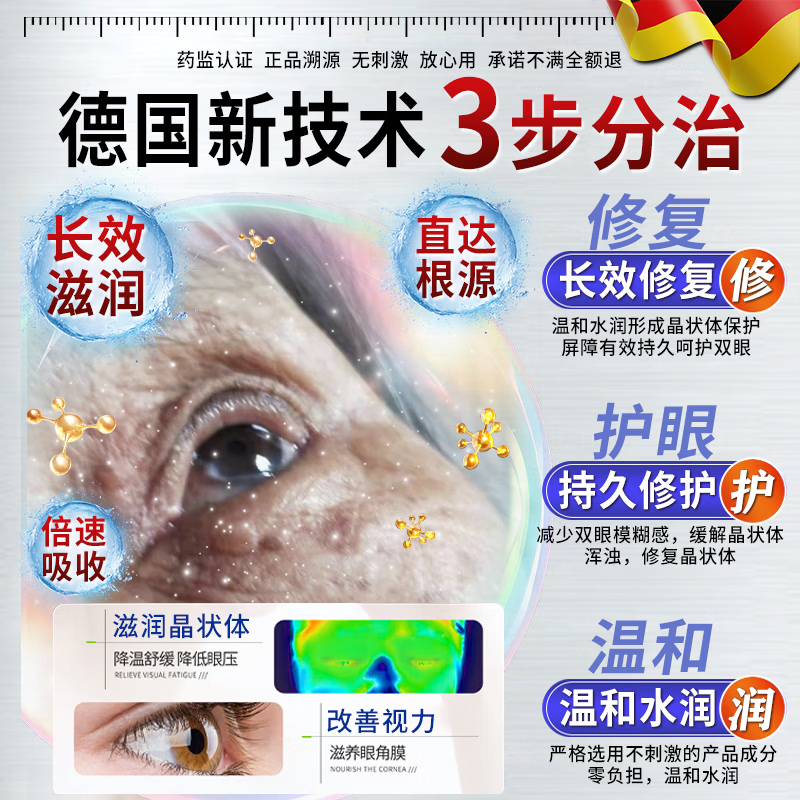 KOCHMEDIZIN老花眼专用眼药i水中老年人视力模糊疲劳眼干眼涩视力看不清明目 疗程装【快速见效】买二送一 叶黄素滴眼液视力模糊不清正品睛