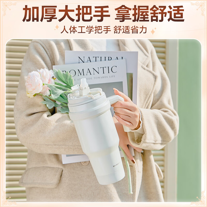 BVGMAV保温冰霸杯大容量316不锈钢水杯儿童女男士高颜值2026新款吸管杯 保温冰霸杯-1.2L粉