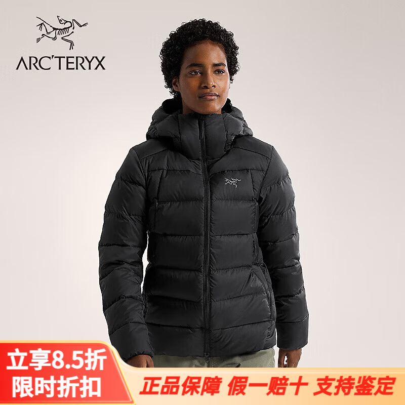 始祖鸟（ARC'TERYX）羽绒服女thorium hoody750蓬鹅绒刺绣标防水轻便耐磨保暖连帽外套 BLACK /黑色 XS