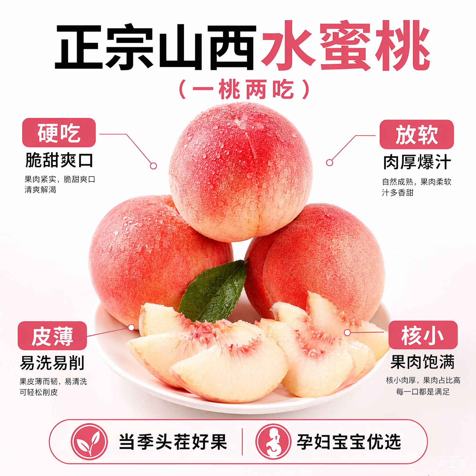 京世泽 山西水蜜桃 当季鲜桃水果毛桃子脆甜软硬两吃 【大份实惠9斤】净重8.5斤装