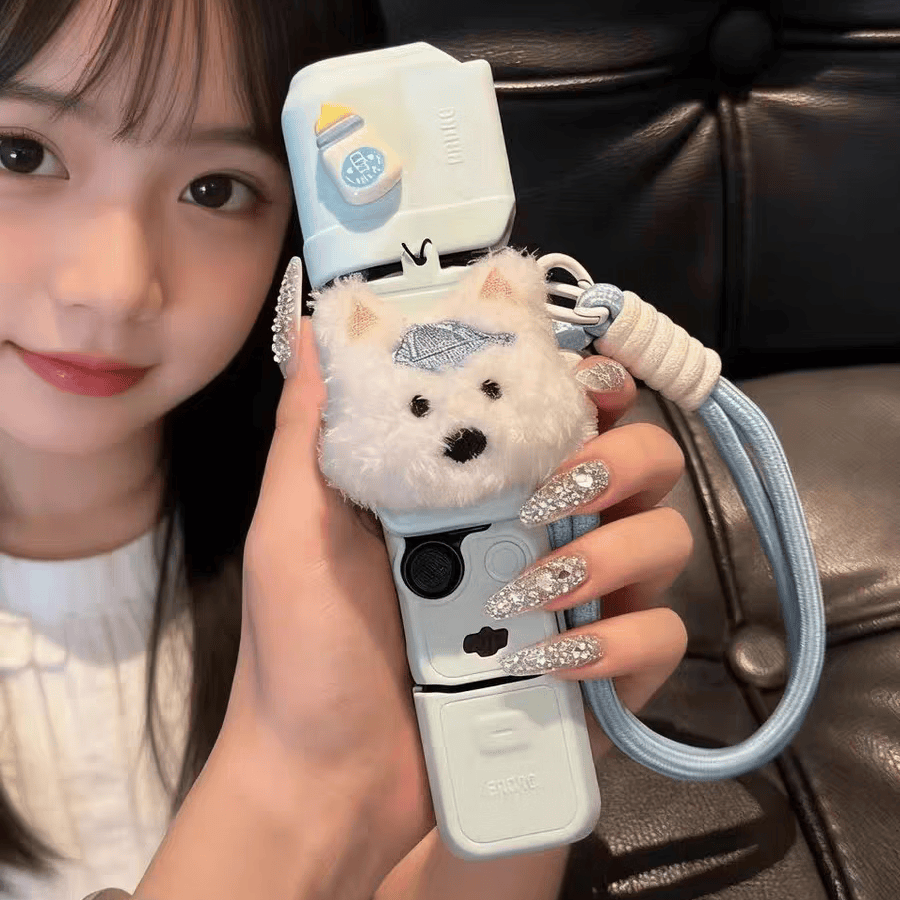 MPPMCK大疆pocket4pro/4/3硅胶保护壳可爱软胶口袋相机配件运动相机保护套 浅蓝色【壳+毛绒西高地+挂绳+螺丝】 大疆pocket4