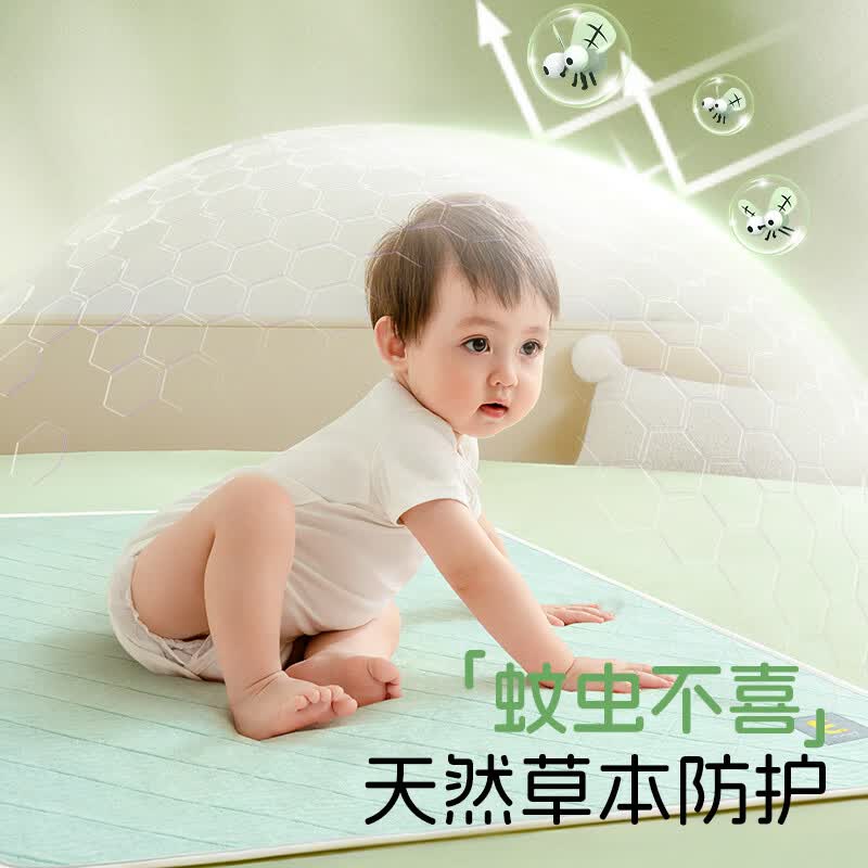 夏娃贝比(evebaby)婴儿隔尿垫新生儿童护理垫防水可水洗透气防水垫婴幼儿宝宝隔夜垫 绿色 100*70cm