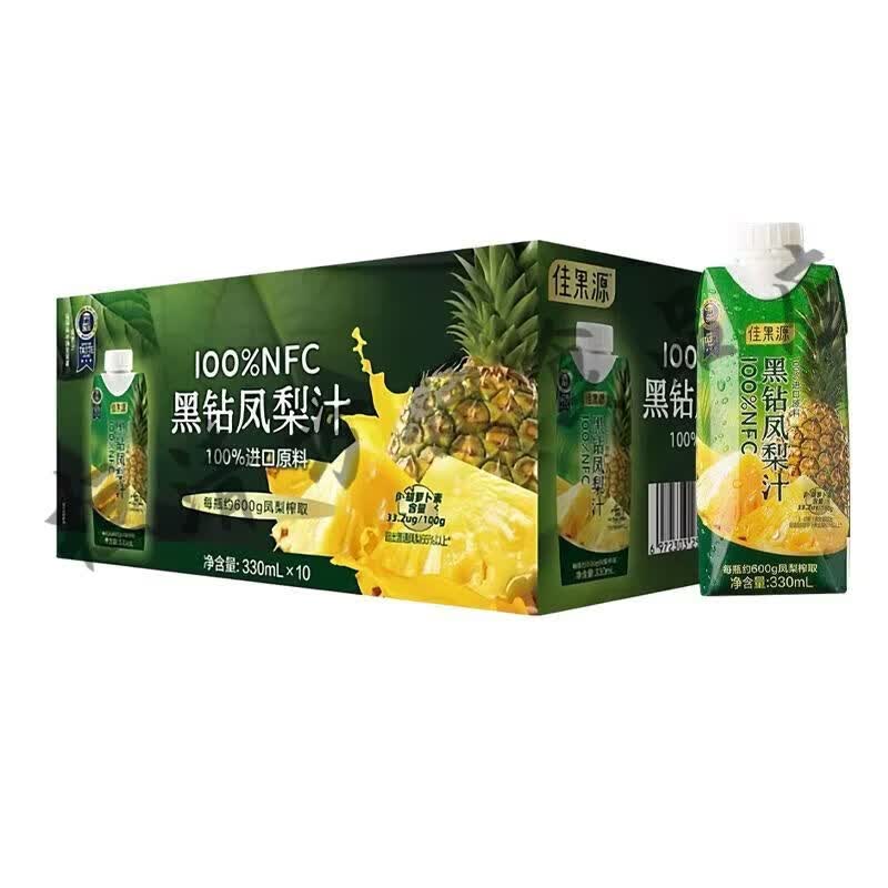 佳果源1月产佳果源黑钻凤梨汁330ml瓶装NFC非浓缩还原 佳果源黑钻凤梨汁330ml10瓶