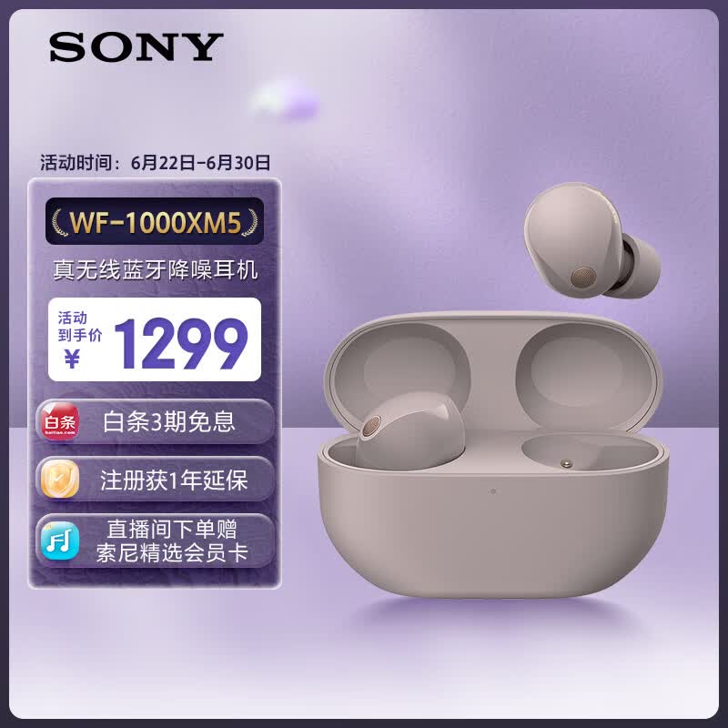 索尼（SONY）WF-1000XM5 真无线蓝牙降噪耳机 新一代降噪豆智能AI蓝牙5.3 玫瑰灰 618 苹果耳机