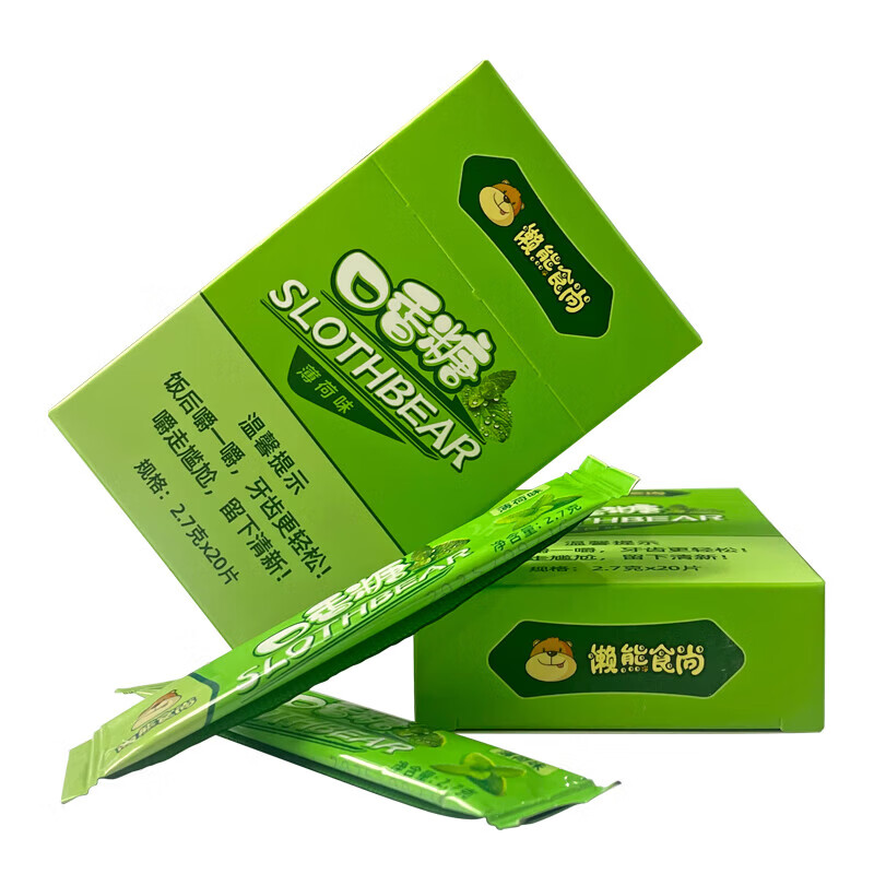 懒熊食尚烟盒无糖口香糖薄荷味清新口气零食办公室休闲糖果润喉糖 加强薄荷味烟盒装1盒 图 3