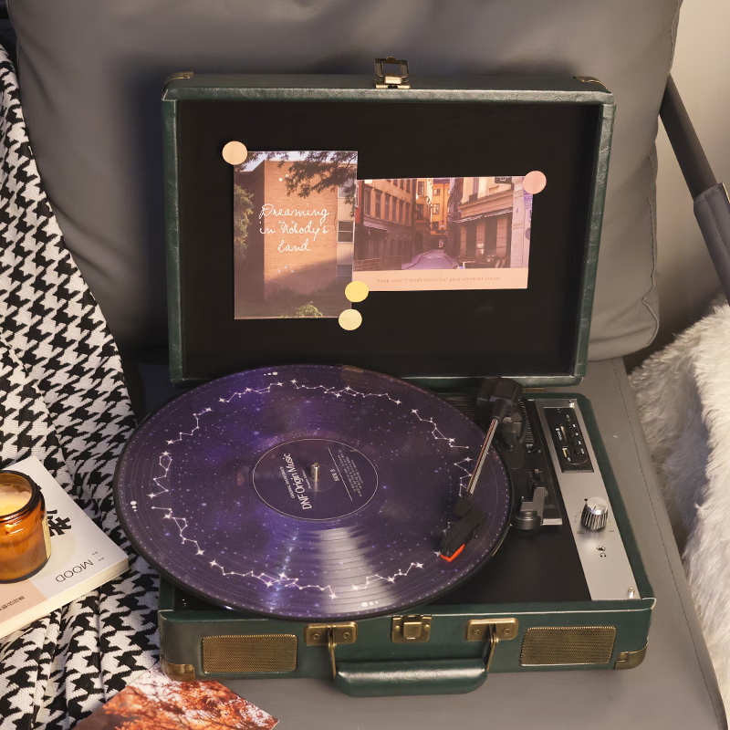 MZELI KING复古黑胶唱片机蓝牙音响音乐神器唱片播放器生日乔迁新婚礼物七夕礼物可代写贺卡 【一代新款】暗夜黑