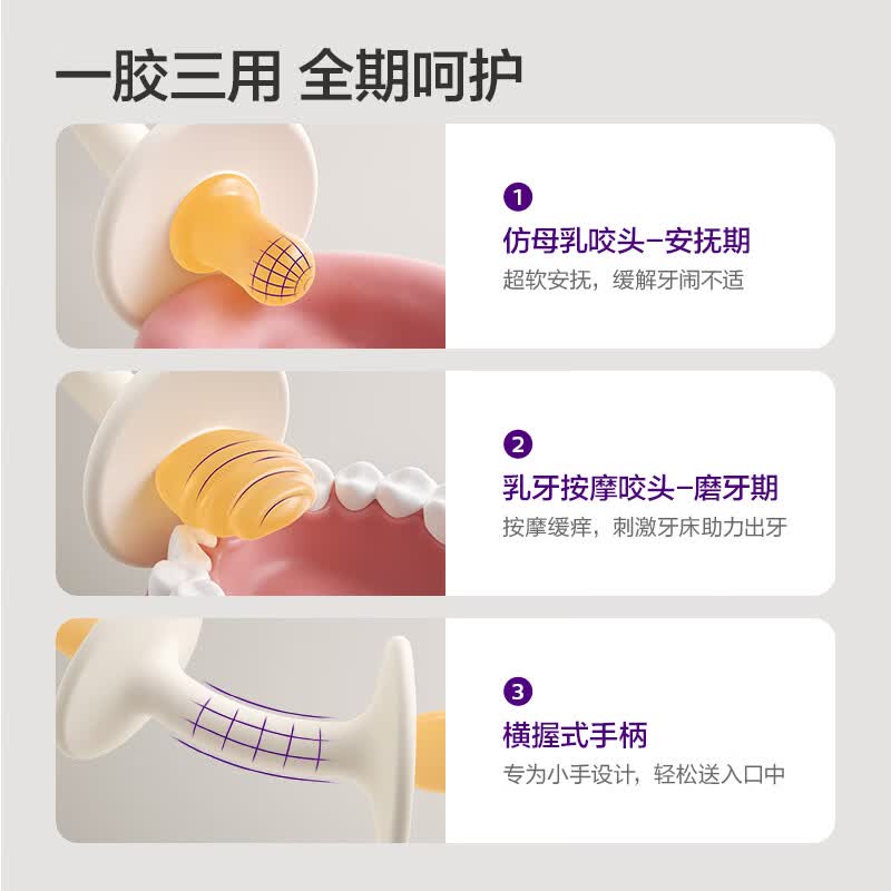 新安怡（AVENT）牙胶全液态硅胶6个月+双感双咬头安抚口欲期防吃手防干呕 【全液态硅胶】双感动萌安抚 琥珀金