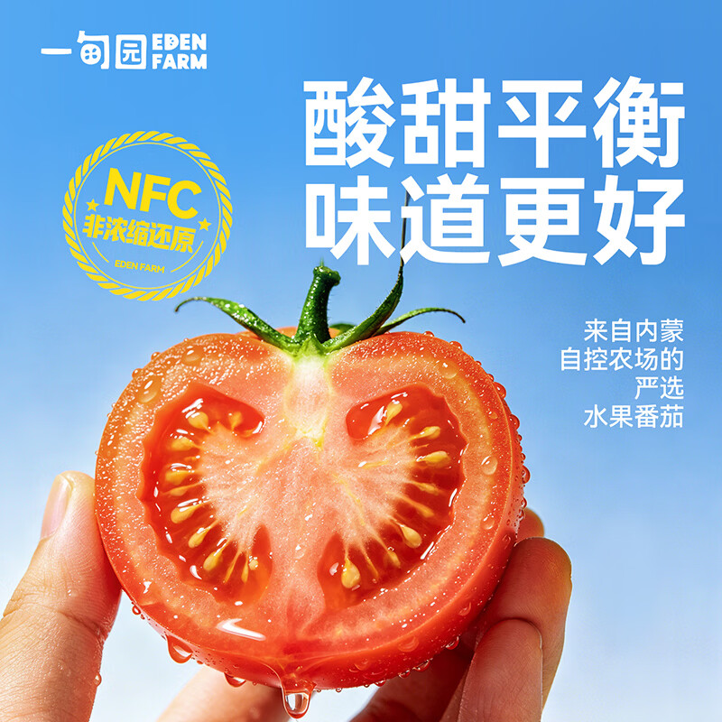 一甸园(Eden Farm)100%NFC番茄汁饮料果蔬汁非浓缩蔬菜汁健康早餐饮品小瓶液体沙拉 【礼盒装】200ml*10盒*2箱