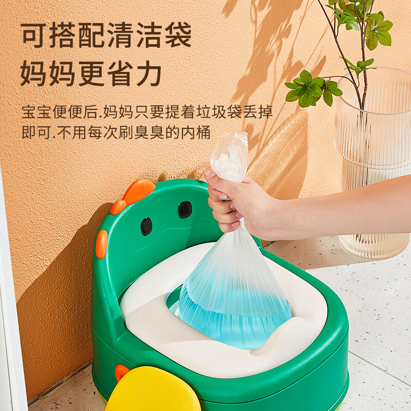 日康(rikang)儿童马桶 宝宝座便器婴儿便盆尿盆 新升级PU垫三合一功能 【小恐龙三合一坐便凳】卡洛红