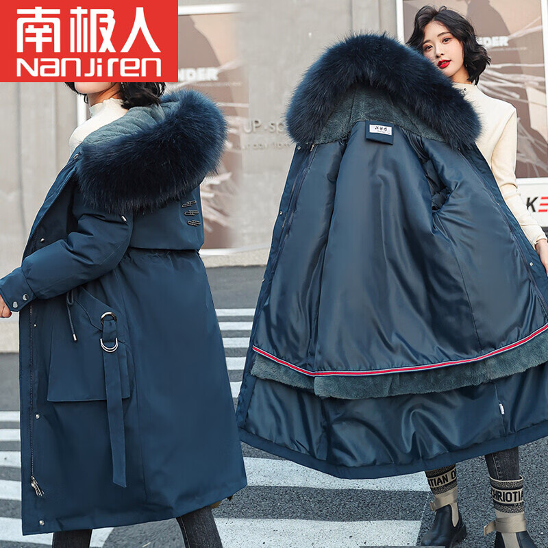 品牌派克服女冬内胆可拆卸2021年新款棉服中长款过膝棉衣皮毛一体皮草