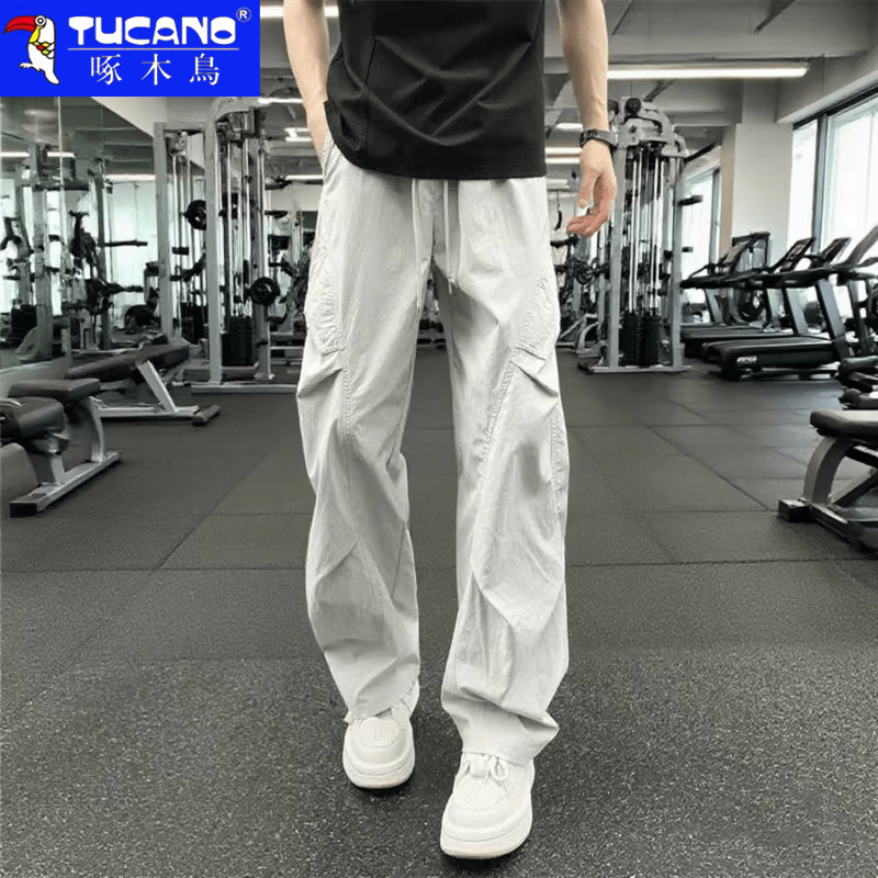 啄木鸟休闲裤男2026夏季新款美式高街工装裤子男青少年宽松百搭直筒长裤 深灰色 XL 建议130-150斤