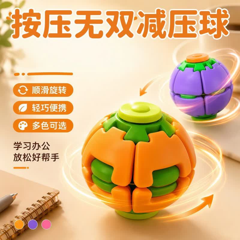 稀奇古怪小玩意转转解压球陀螺黑科技创意3d打印玩具 【白色】 旋转球丝滑按压不卡顿