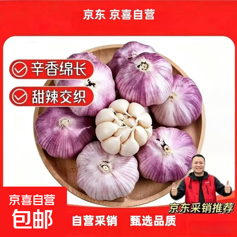 2026新干蒜蒜香味浓山东金乡紫皮大蒜头干蒜蔬菜批发新鲜种植优质 【精品大蒜直径4.5厘米】6头