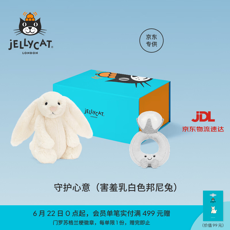 Jellycat守护心意礼盒毛绒玩具娃娃公仔玩偶新婚送礼生日礼物 守护心意（害羞乳白色邦尼兔）